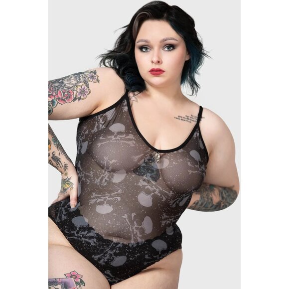 Killstar Contortion Bodysuit Plus Size 4XL Skulls Print Skull Accent Sheer Sexy - Picture 1 of 4